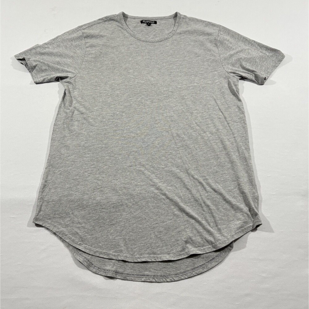 Elwood Mens Oversized Crew Tee Gray Short Sleeve Basic Cotton Poly T-shirt Sz S